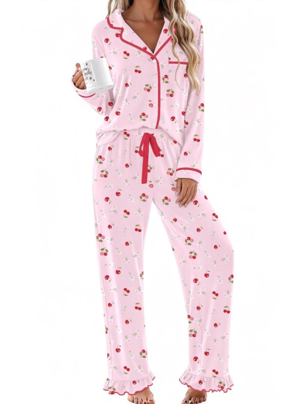 Womens Pajama Sets Long Sleeve Sleepwear Button Down Pjs Loungewear